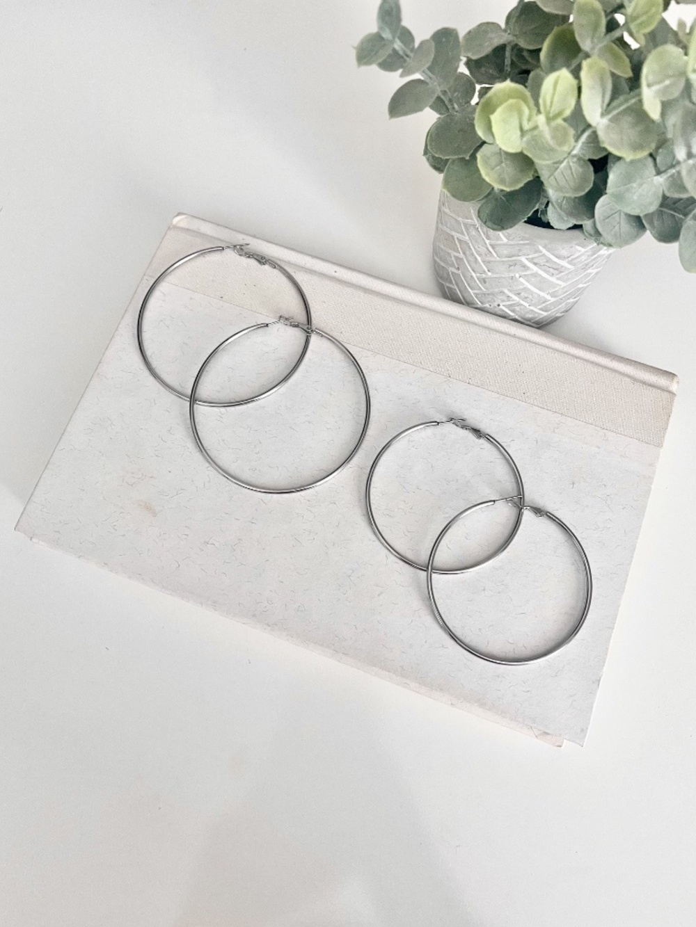 Large Silver Hoop Earrings, Minimalist Jewelry